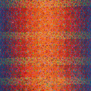 "Leuchtstreifen" Pigmenttusche/Leinwand, 43x43cm